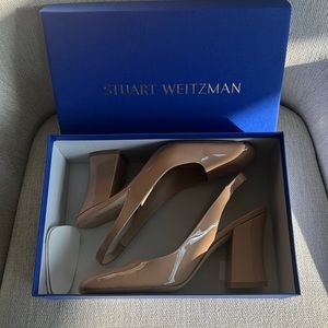Stuart Weitzman nude patent pumps